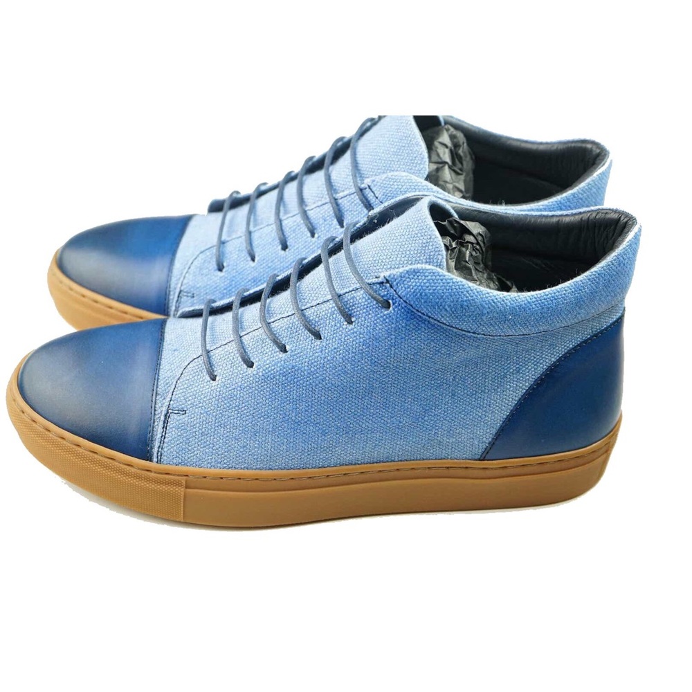 LAST PAIR - NWT KFG Hi Top Calf/Linen Sneaker - Picture 12 of 14